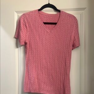 Chic Pink Cable Knit Sweater